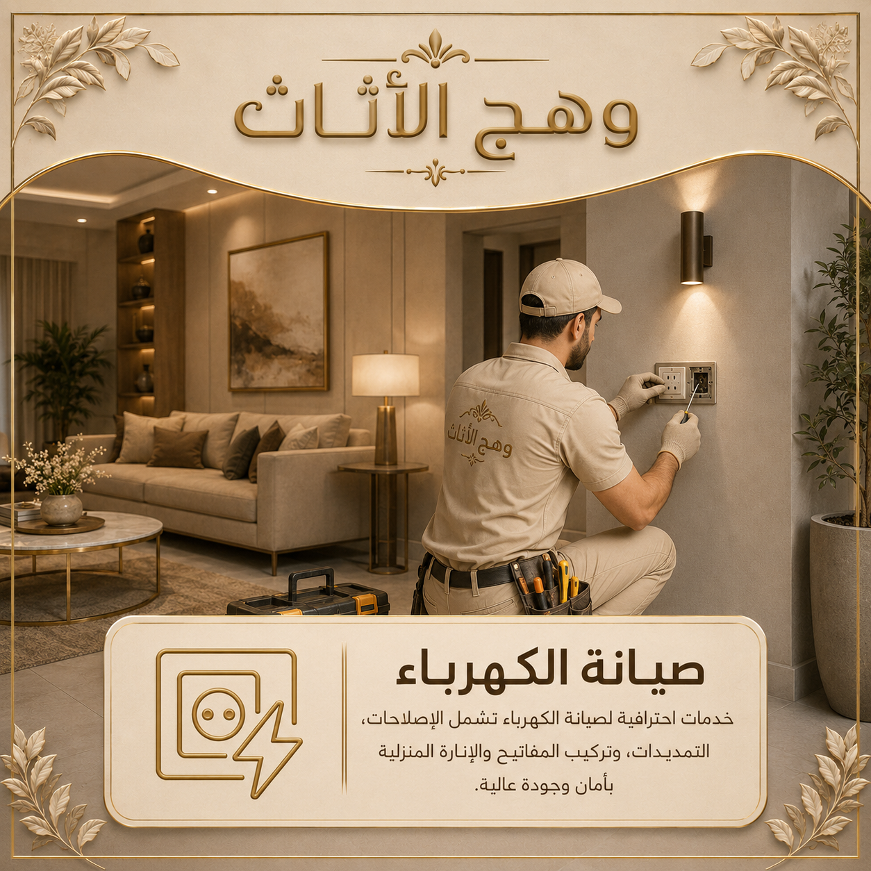 خدمة صيانة الكهرباء والتمديدات المنزلية الشاملة