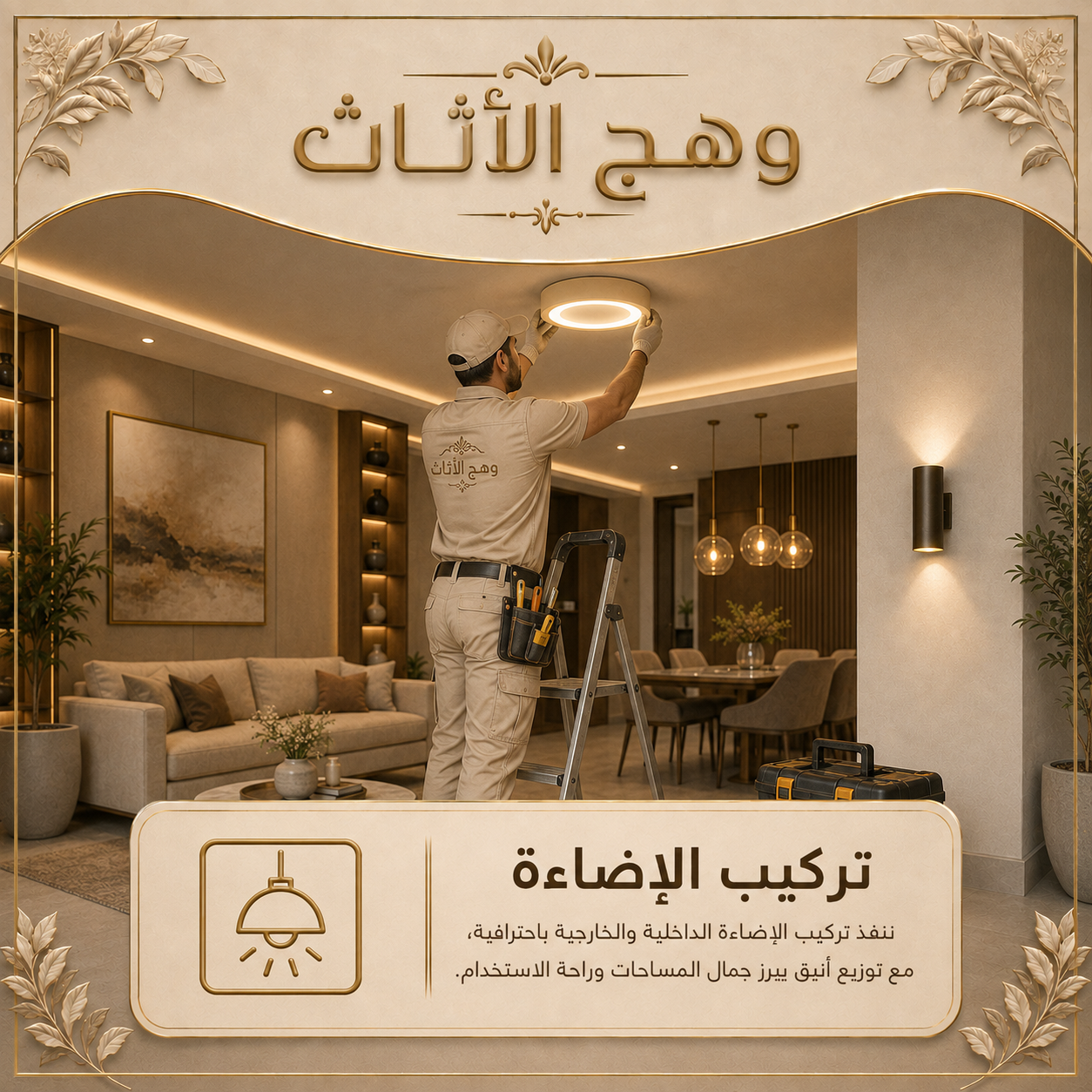 خدمة تركيب الإضاءة الداخلية والخارجية