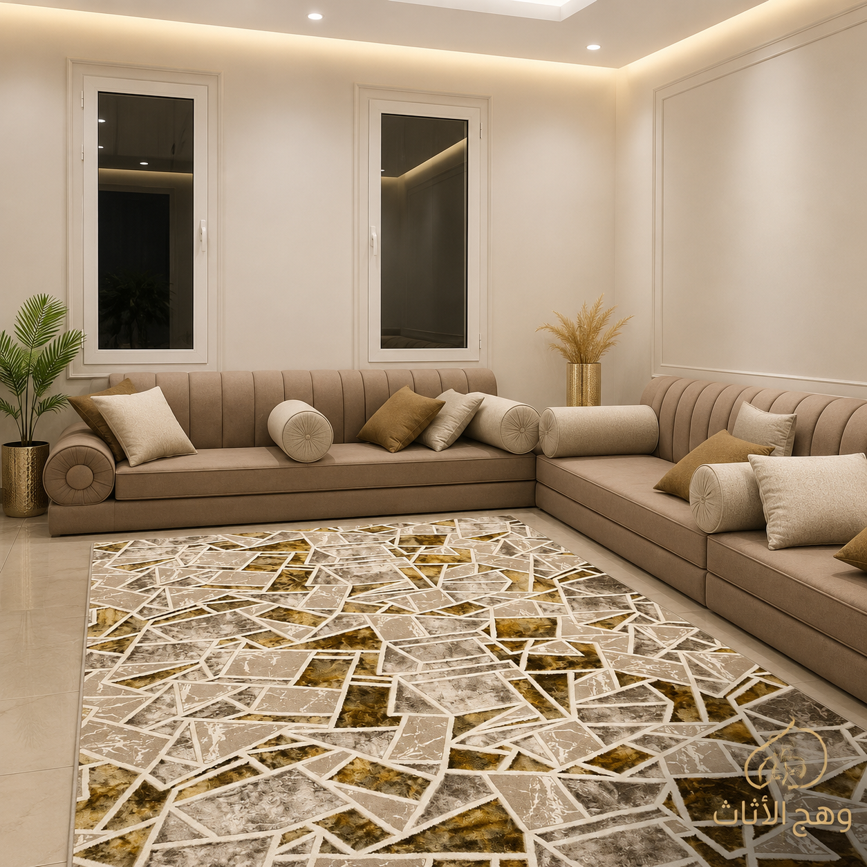 طقم مجلس أرضي مودرن "بهاء الجود" بتصميم عمودي فخم