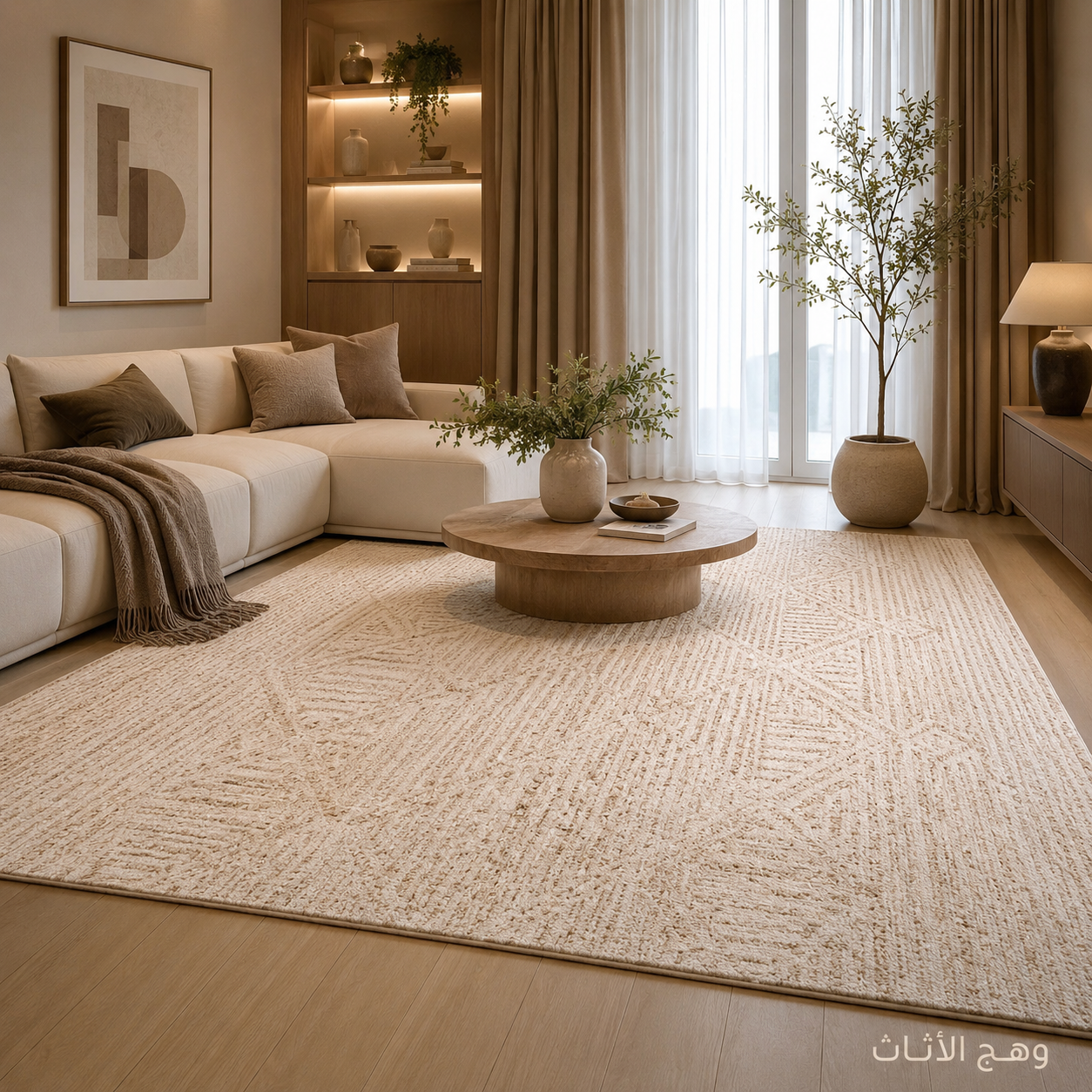 طقم كنب زاوية مودرن "بيج فاتح بتصميم عصري"