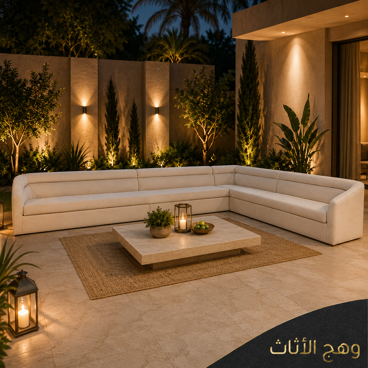 طقم جلسة ركنية أرضية فاخرة "مجلس السحاب" (أوف وايت)